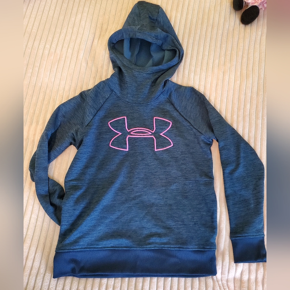 Under Armour Loose Fit Coldgear Funnel Neck Hoodie with Pockets Fleece Lined